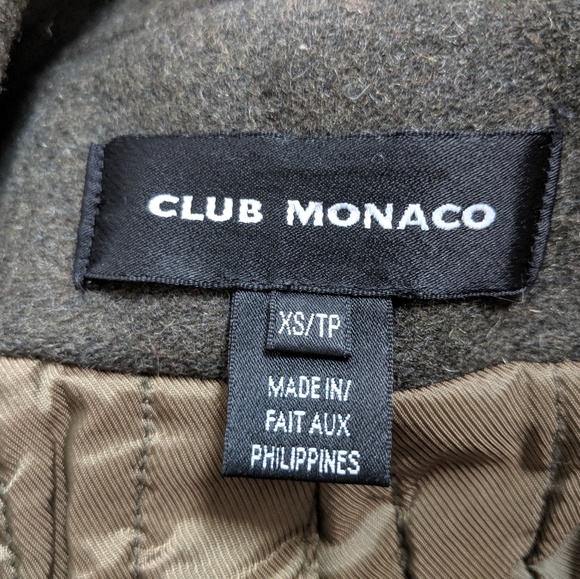 CLUB MONACO long wool coat/army green / XS - Picture 7 of 8